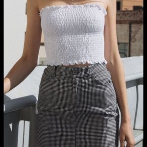 Strapless White smocked crop top S / XS